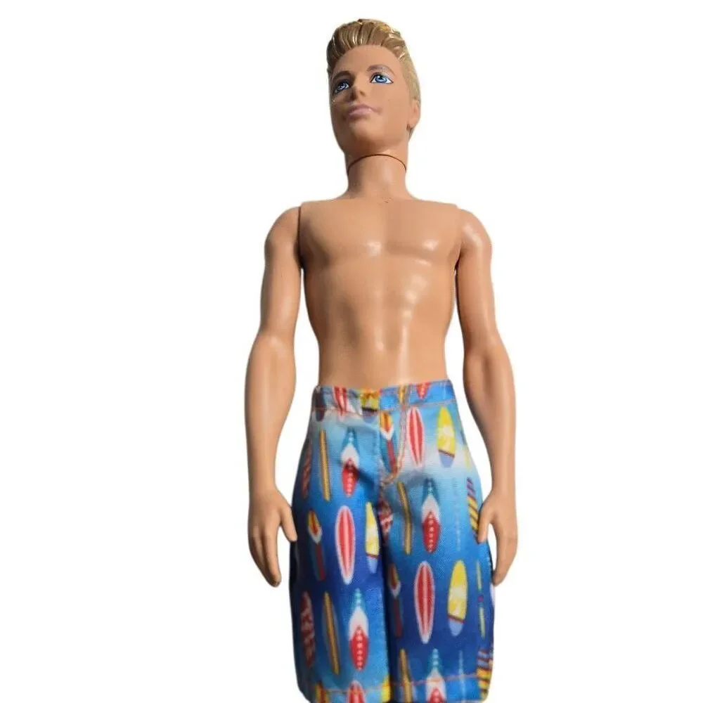 Ken Barbie Mattel Doll 2012 molded hair swimsuits Brunette EUC C383G